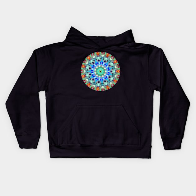 Colorful Mandala Octagon Shaped Tiles Kids Hoodie by KaSaPo